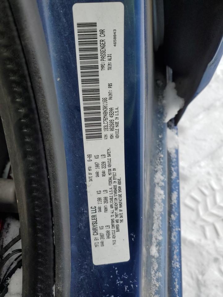 2008 Dodge Avenger R/T VIN: 1B3LC76M48N301166 Lot: 85441384