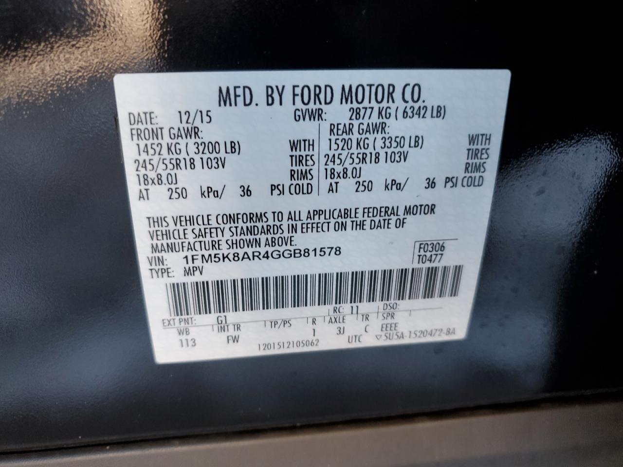 1FM5K8AR4GGB81578 2016 FORD EXPLORER - Image 15