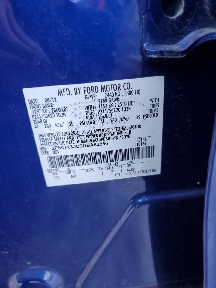 2013 Ford Edge Sel VIN: 2FMDK3JC9DBA82686 Lot: 88851975