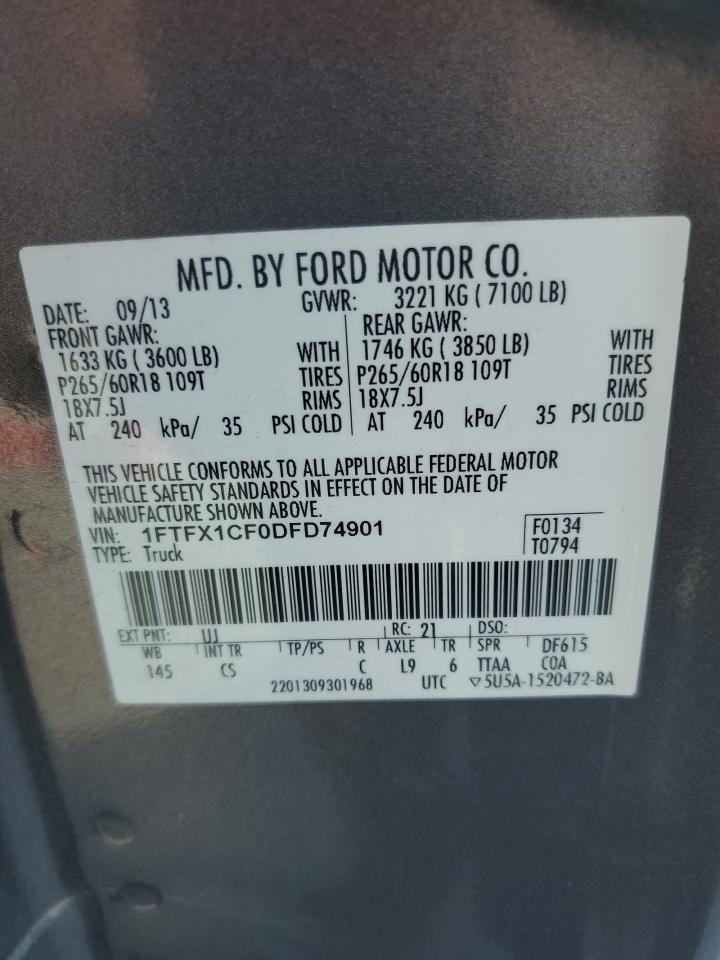 VIN 1FTFX1CF0DFD74901 2013 FORD F-150 no.12