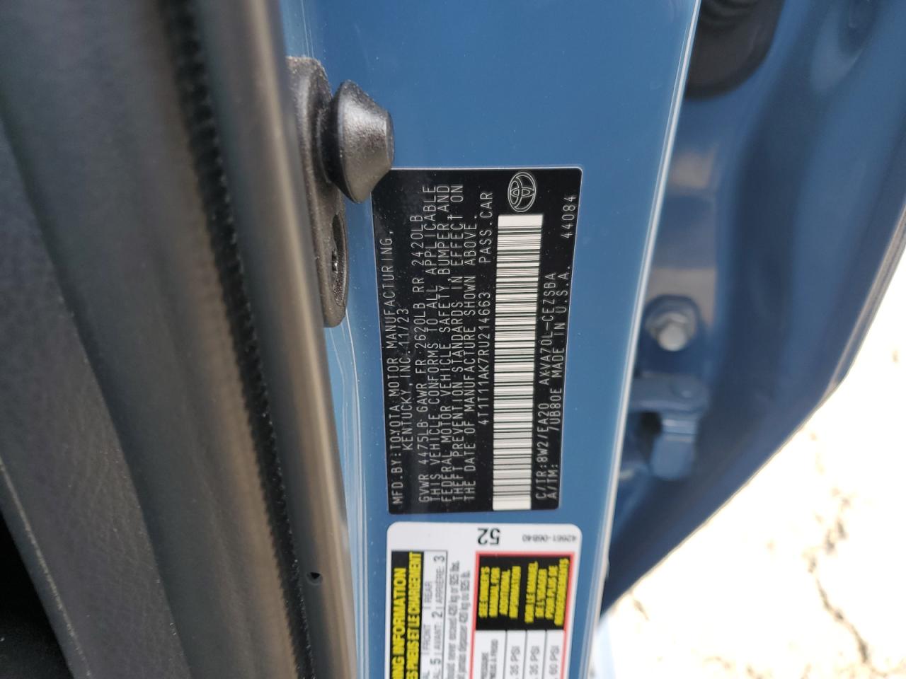 4T1T11AK7RU214663 TOYOTA CAMRY 2024