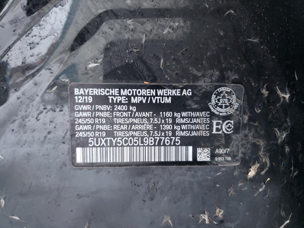 2020 BMW X3 xDrive30I VIN: 5UXTY5C05L9B77675 Lot: 88596475