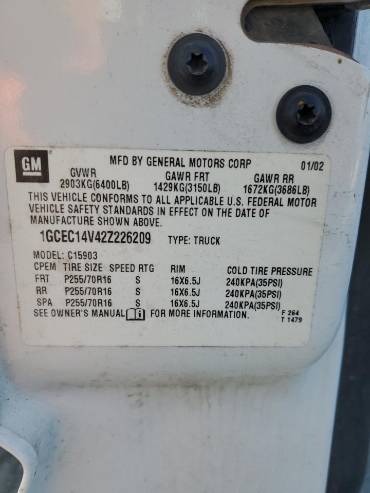 2002 Chevrolet Silverado C1500 VIN: 1GCEC14V42Z226209 Lot: 87553775