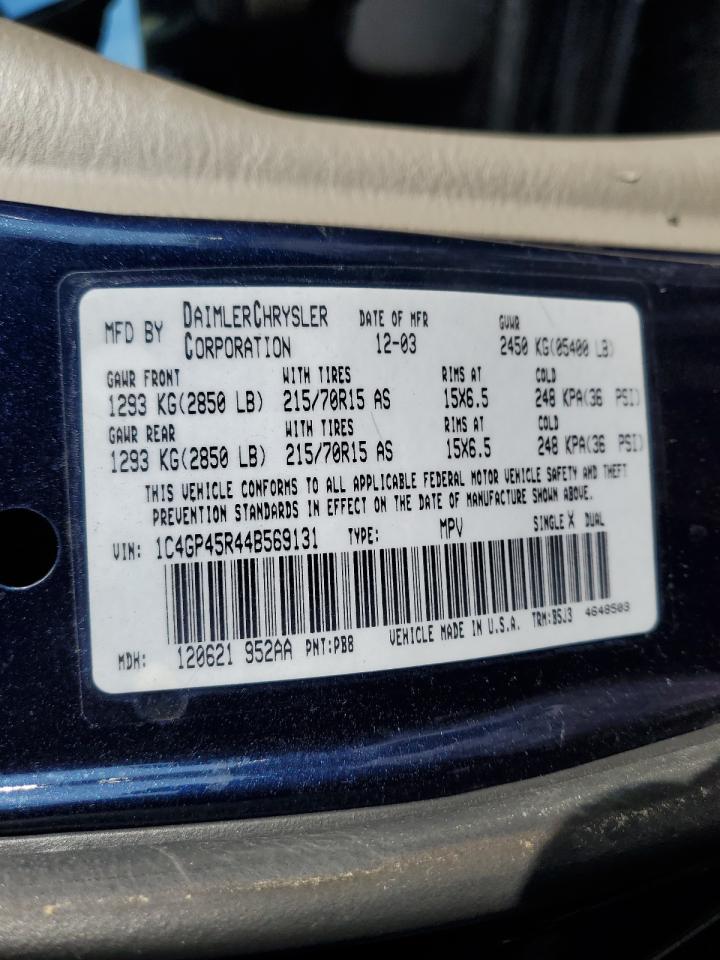 2004 Chrysler Town & Country VIN: 1C4GP45R44B569131 Lot: 47005335