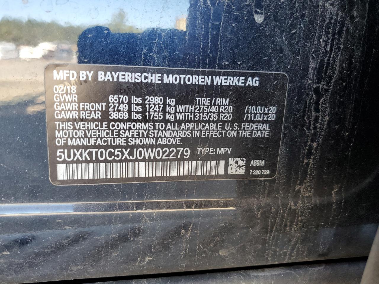 2018 BMW X5 Xdr40E VIN: 5UXKT0C5XJ0W02279 Lot: 88228965