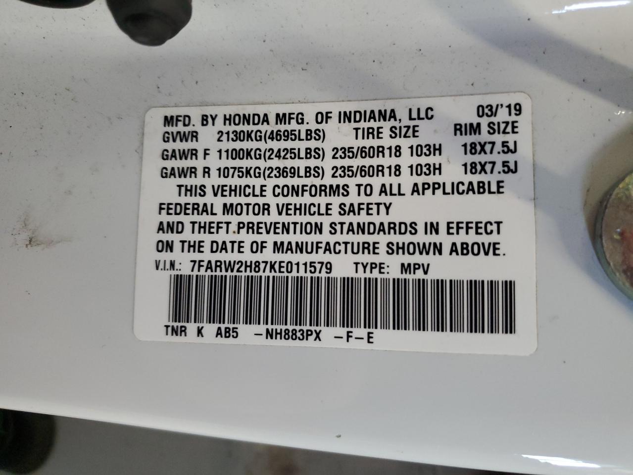 VIN 7FARW2H87KE011579 2019 HONDA CRV no.13