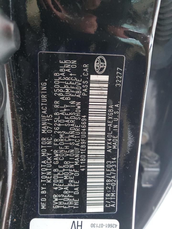 2015 Toyota Avalon Hybrid VIN: 4T1BD1EB9FU046694 Lot: 87225504