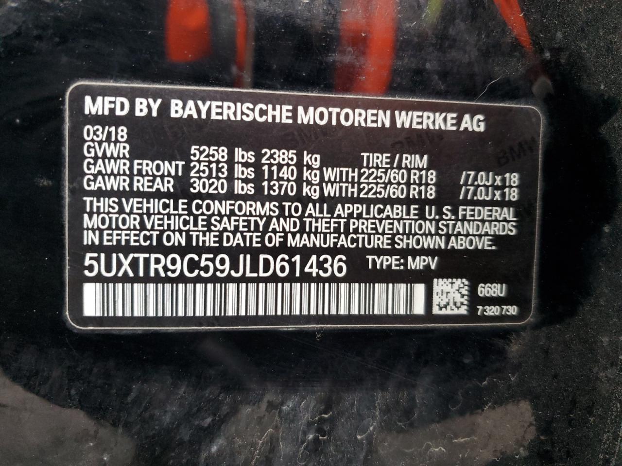 5UXTR9C59JLD61436 BMW X3 2018. Фото: 12