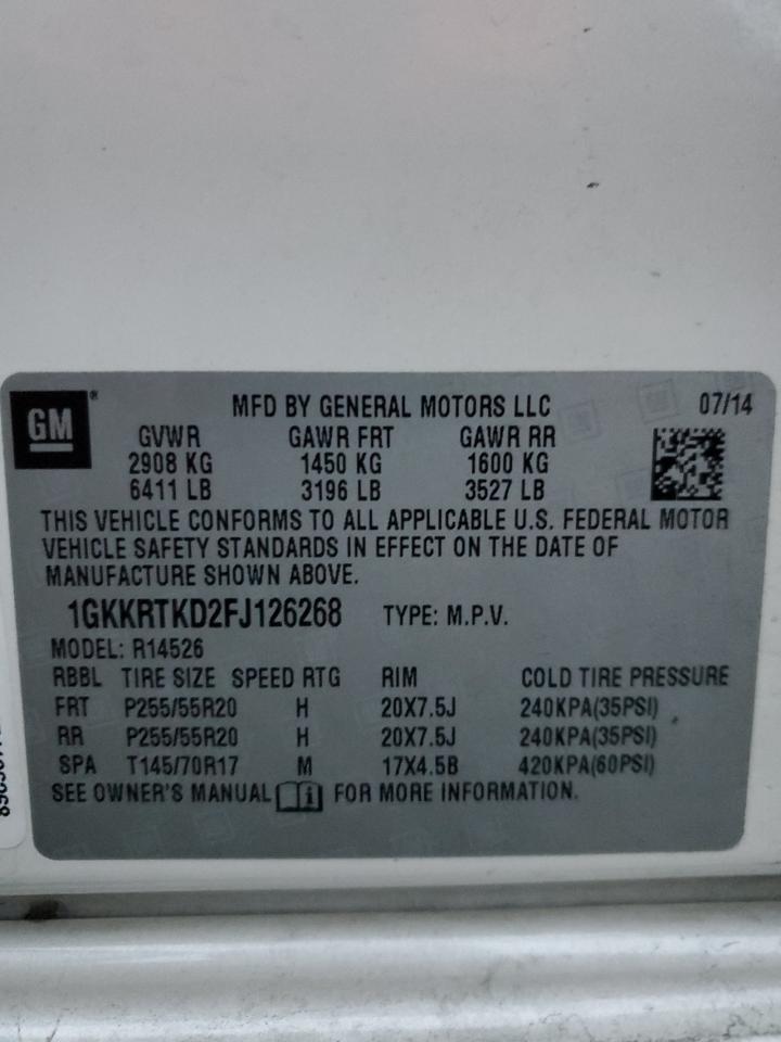 2015 GMC Acadia Denali VIN: 1GKKRTKD2FJ126268 Lot: 86978624