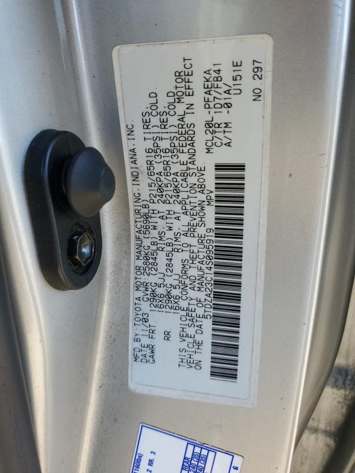 2004 Toyota Sienna Ce VIN: 5TDZA23C14S095919 Lot: 89063065