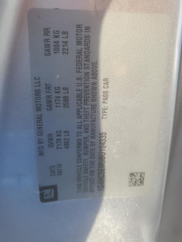 2011 Buick Lucerne Cxl VIN: 1G4HC5EM9BU104335 Lot: 42742295