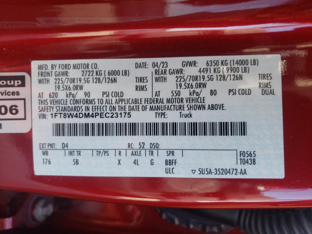 2023 Ford F450 Super Duty VIN: 1FT8W4DM4PEC23175 Lot: 87816155