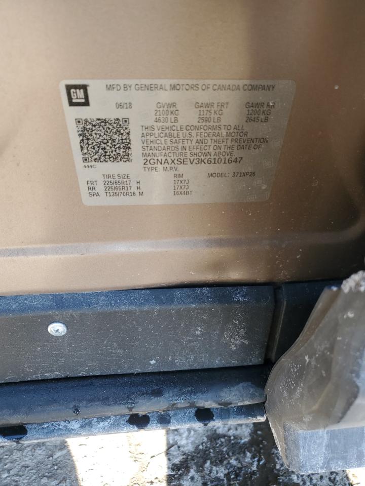 2019 Chevrolet Equinox Ls VIN: 2GNAXSEV3K6101647 Lot: 89051485