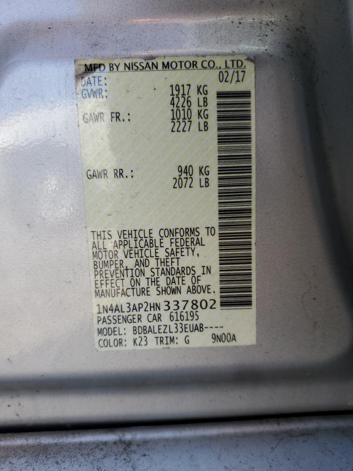 1N4AL3AP2HN337802 NISSAN ALTIMA 2017