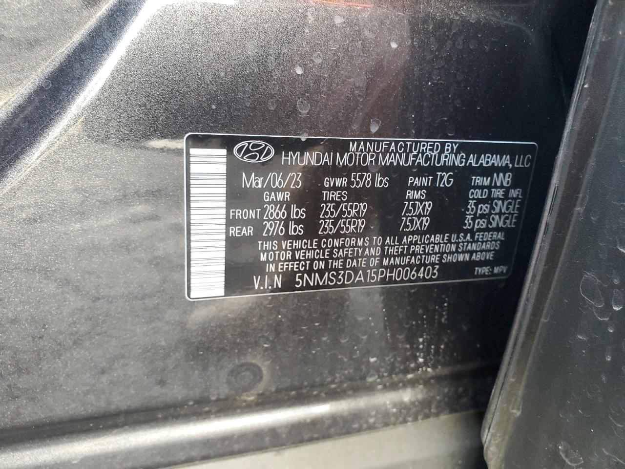 Auction sale of the 2023 HYUNDAI SANTA FE , vin: 5NMS3DA15PH006403, lot number: 86407334