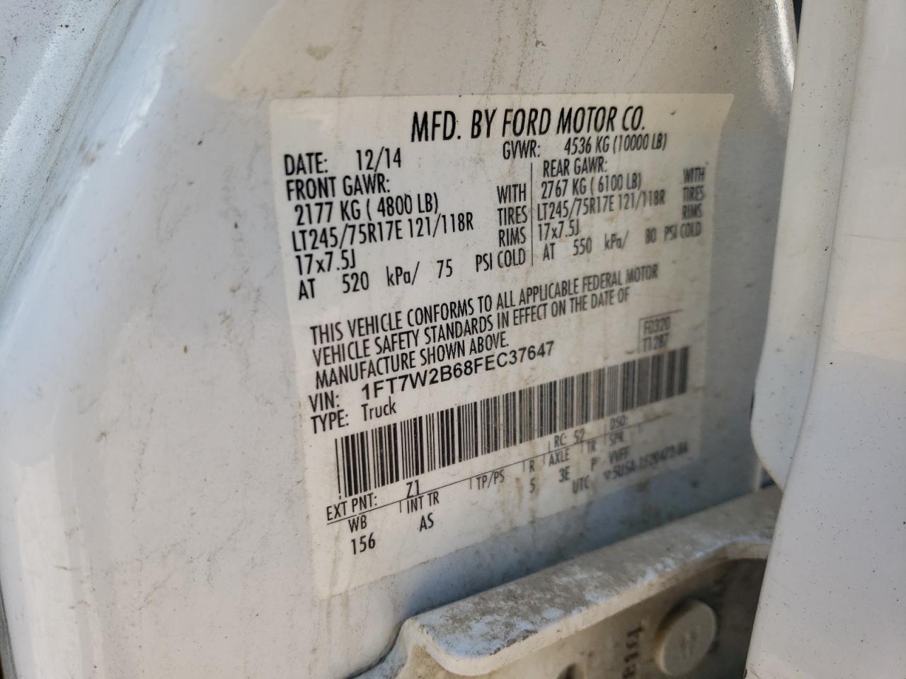 2015 Ford F250 Super Duty VIN: 1FT7X2B64GEB44946 Lot: 84614554