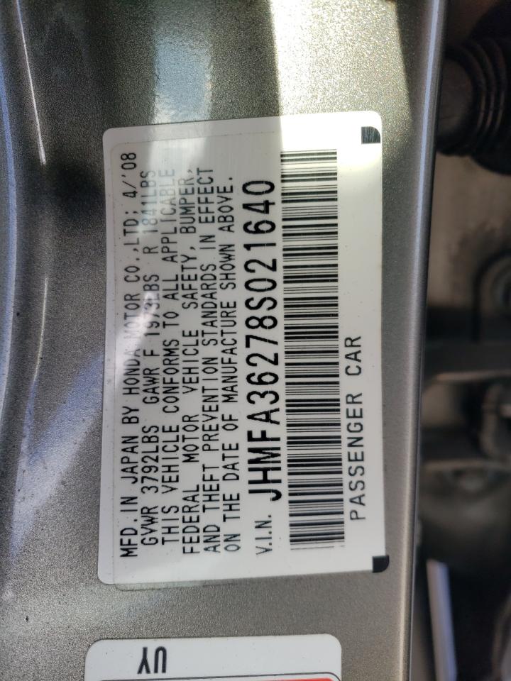 2008 Honda Civic Hybrid VIN: JHMFA36278S021640 Lot: 85028954