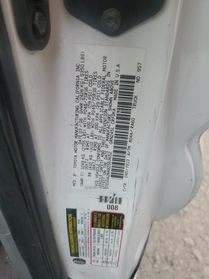 2008 Toyota Tacoma Access Cab VIN: 5TEUU42N48Z563652 Lot: 88061815