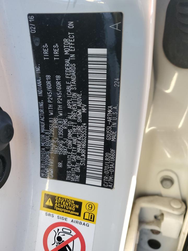 2016 Toyota Highlander Xle VIN: 5TDJKRFH6GS255324 Lot: 41500695