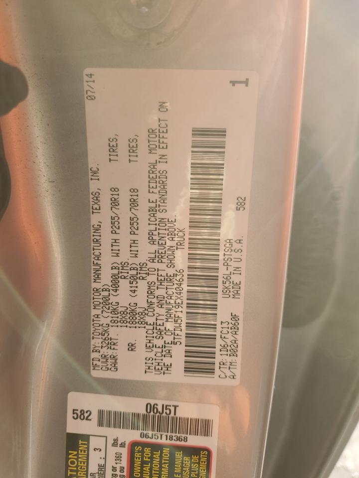 2014 Toyota Tundra Crewmax Sr5 VIN: 5TFDW5F19EX40463X Lot: 88259215