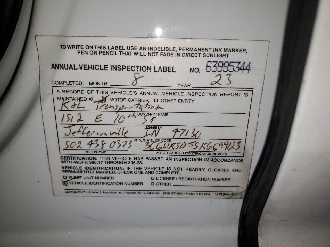 2019 Ram 2500 Big Horn VIN: 3C6UR5DJ5KG699123 Lot: 88350115