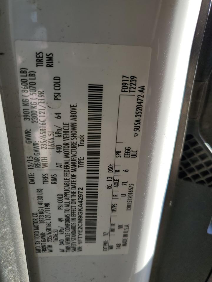 2016 Ford Transit T-150 VIN: 1FTYE2CM9GKA42972 Lot: 87699955