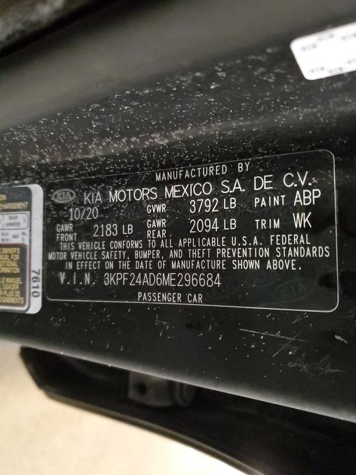 2021 Kia Forte Fe VIN: 3KPF24AD6ME296684 Lot: 88228795