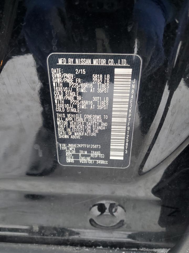 2015 Nissan Quest S VIN: JN8AE2KP7F9125873 Lot: 41462635