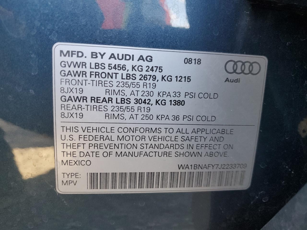 VIN WA1BNAFY7J2233709 2018 AUDI Q5 no.14