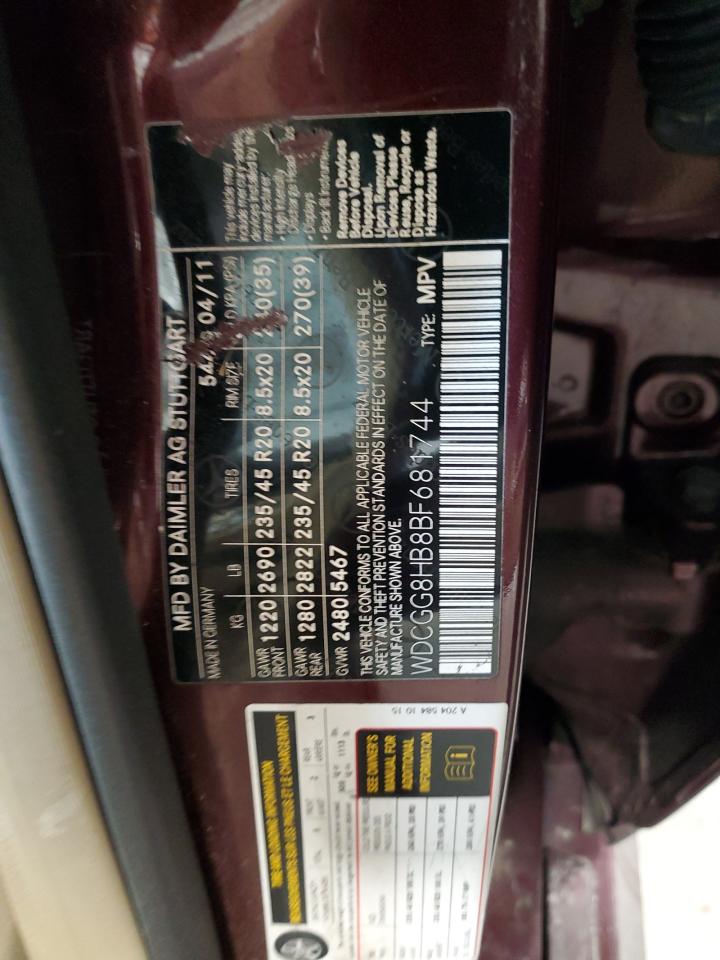 2011 Mercedes-Benz Glk 350 4Matic VIN: WDCGG8HB8BF681744 Lot: 88432915