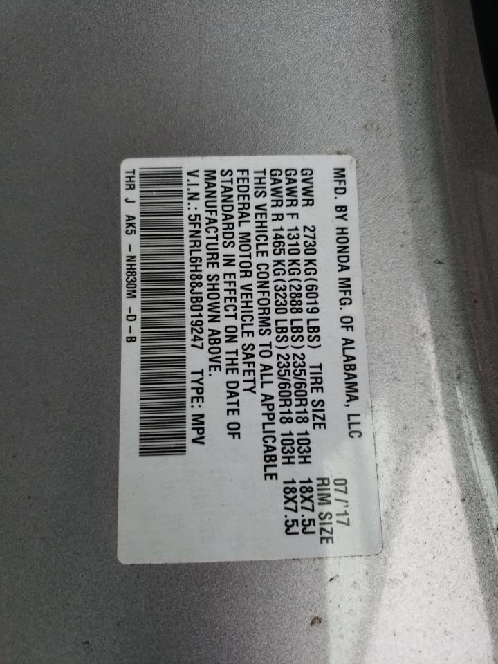 VIN 5FNRL6H88JB019247 2018 HONDA ODYSSEY no.13