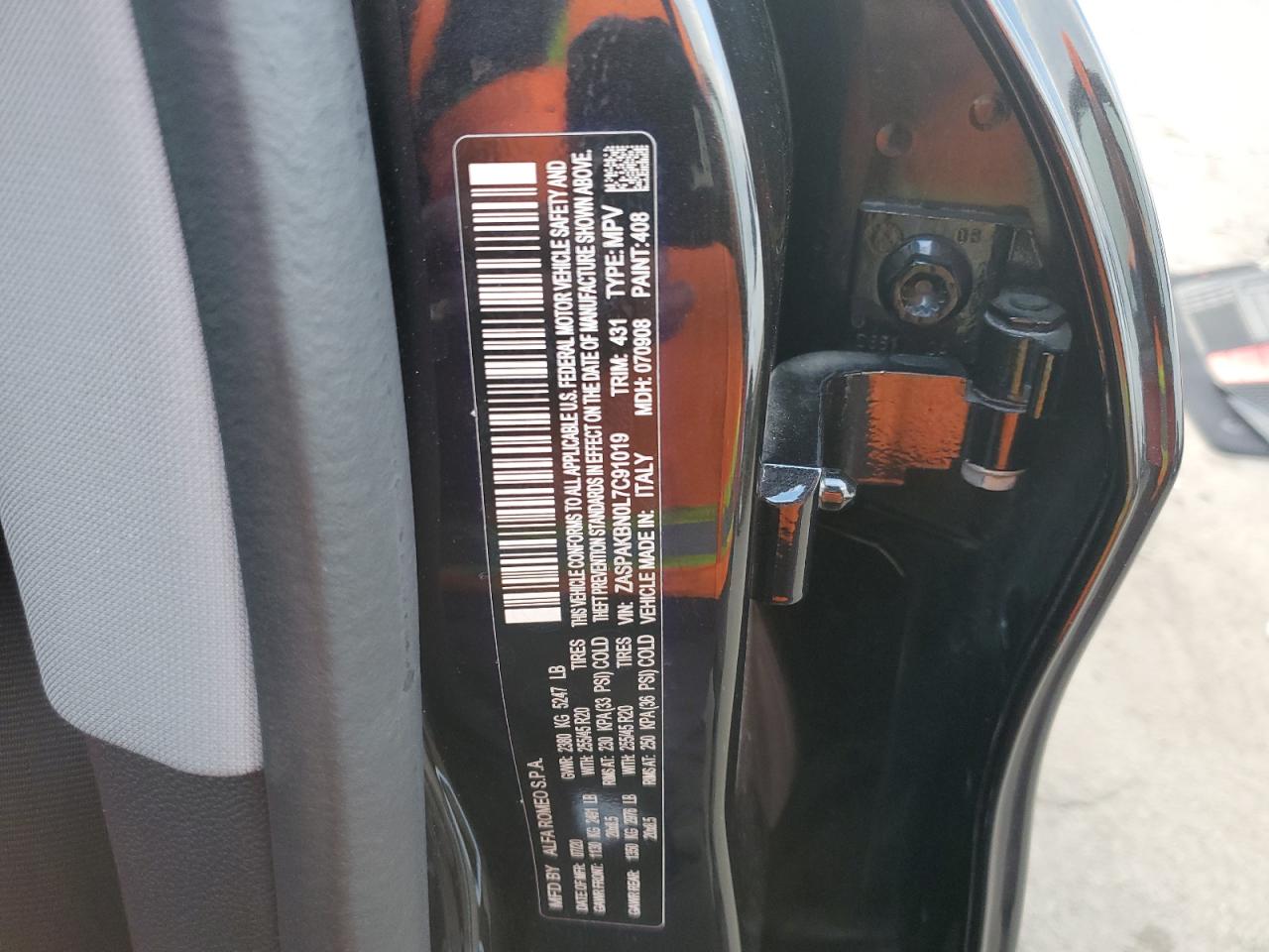 2020 Alfa Romeo Stelvio Ti VIN: ZASPAKBN0L7C91019 Lot: 87204714