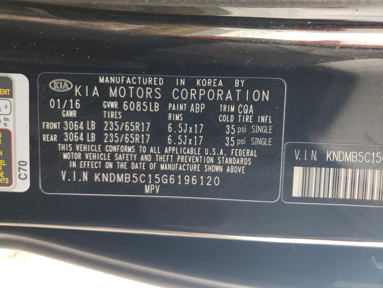 2016 Kia Sedona - Image 15