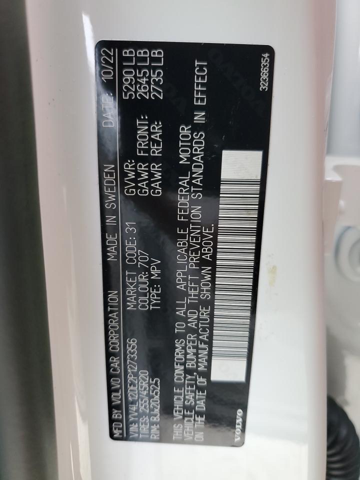 2023 Volvo Xc60 Plus VIN: YV4L12DE2P1273356 Lot: 87461314