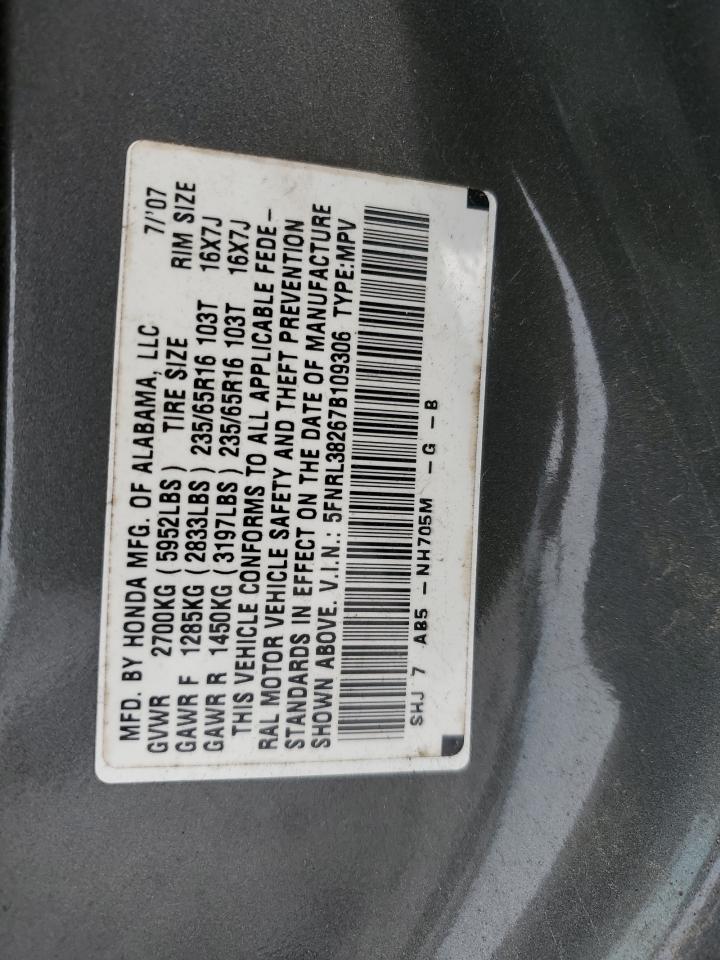 2007 Honda Odyssey Lx VIN: 5FNRL38267B109306 Lot: 60792425