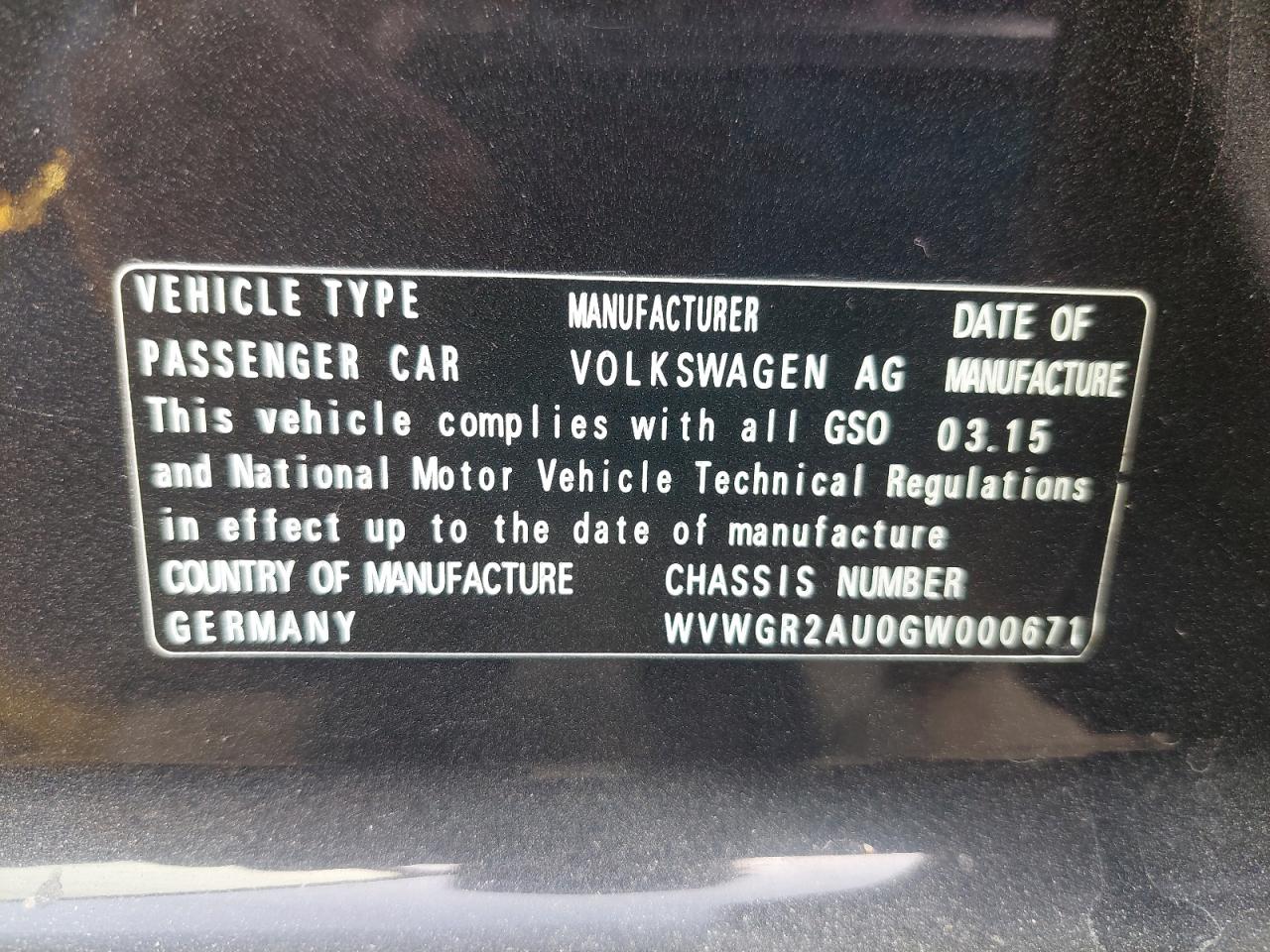 WVWGR2AU0GW000671 - 2016 Volkswagen GOLF R - #42474235