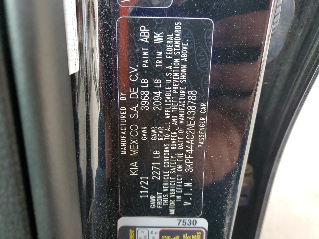 2022 Kia Forte Gt VIN: 3KPF44AC2NE438788 Lot: 88021665