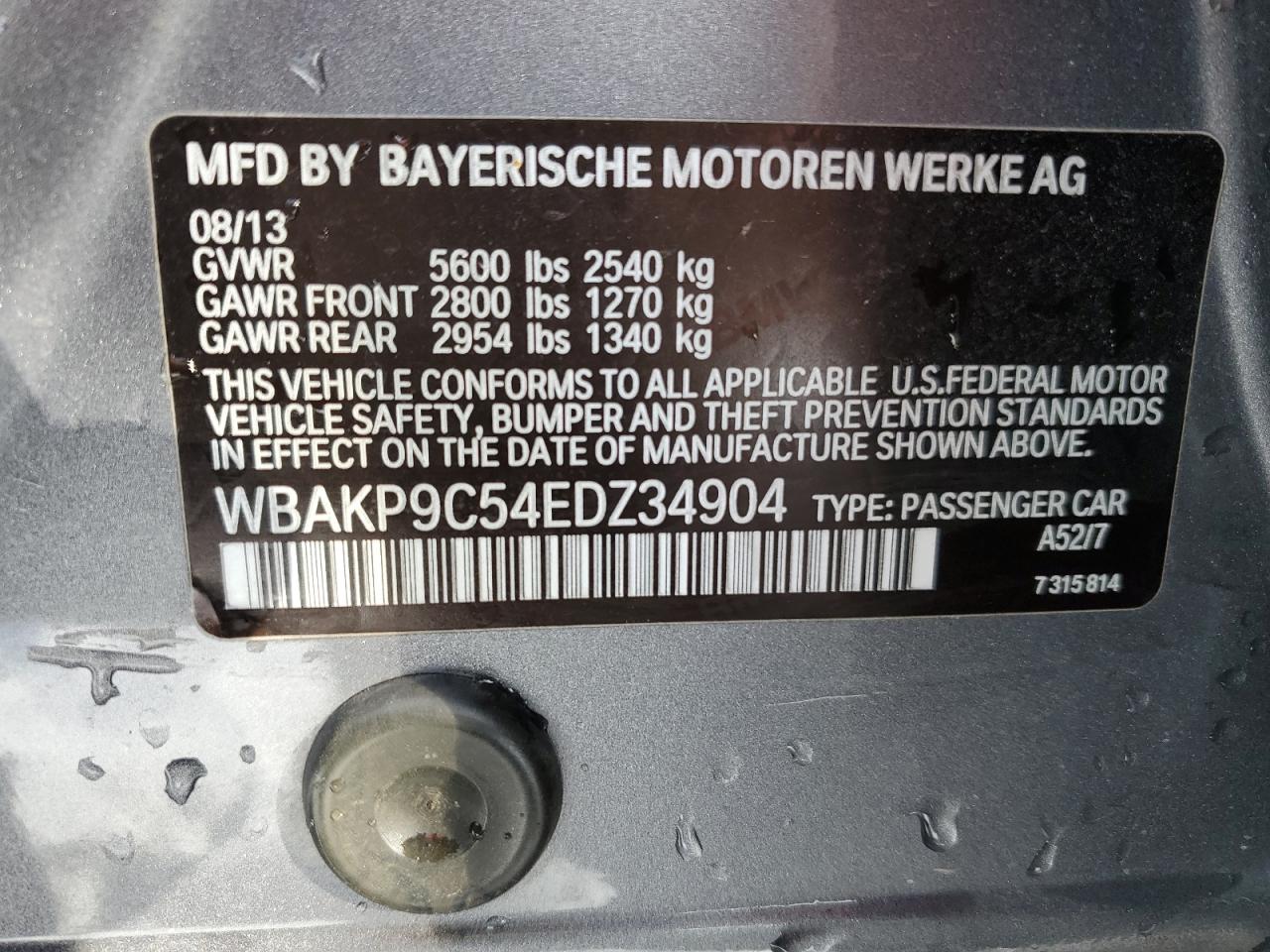 2014 BMW 550 Xi VIN: WBAKP9C54EDZ34904 Lot: 48131124