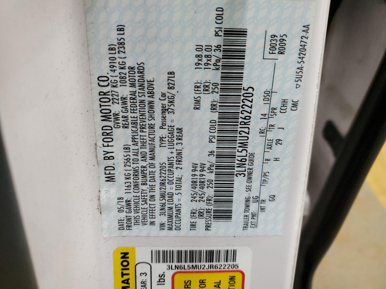 2018 Lincoln Mkz Hybrid Reserve VIN: 3LN6L5MU2JR622205 Lot: 71051005