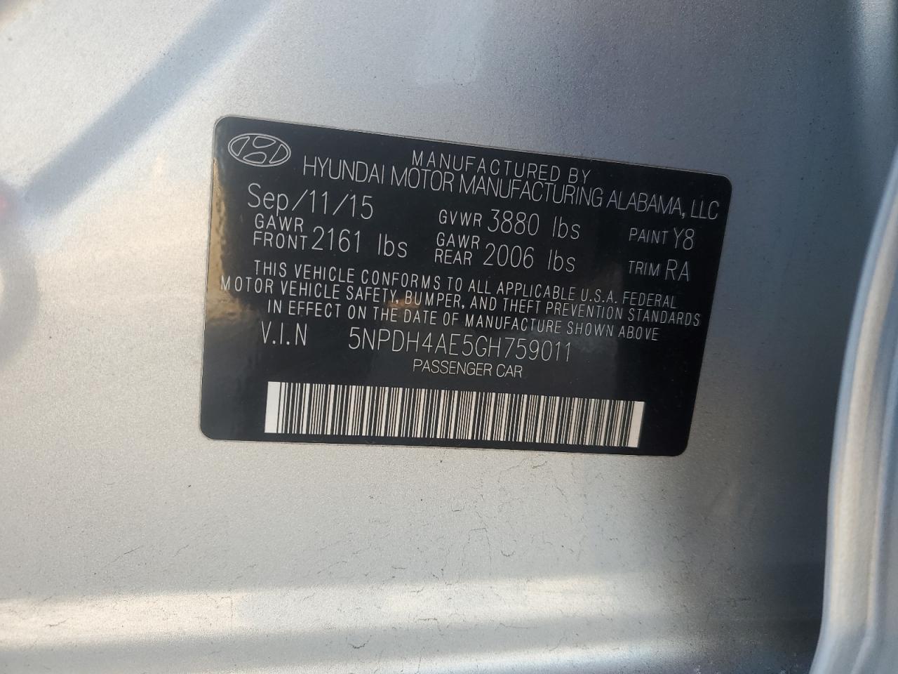 5NPDH4AE5GH759011 2016 HYUNDAI ELANTRA - Image 13