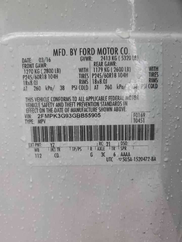 2FMPK3G93GBB55905 FORD EDGE 2016