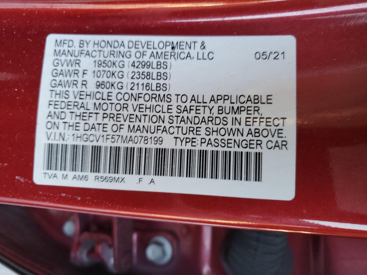 2021 Honda Accord - Image 14