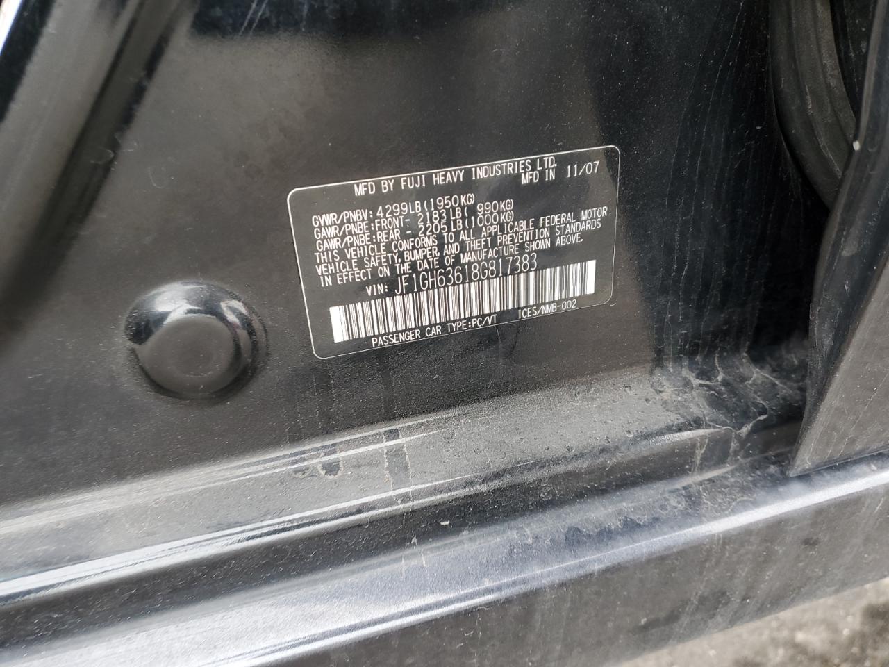 2008 Subaru Impreza Outback Sport VIN: JF1GH63618G817383 Lot: 41482095