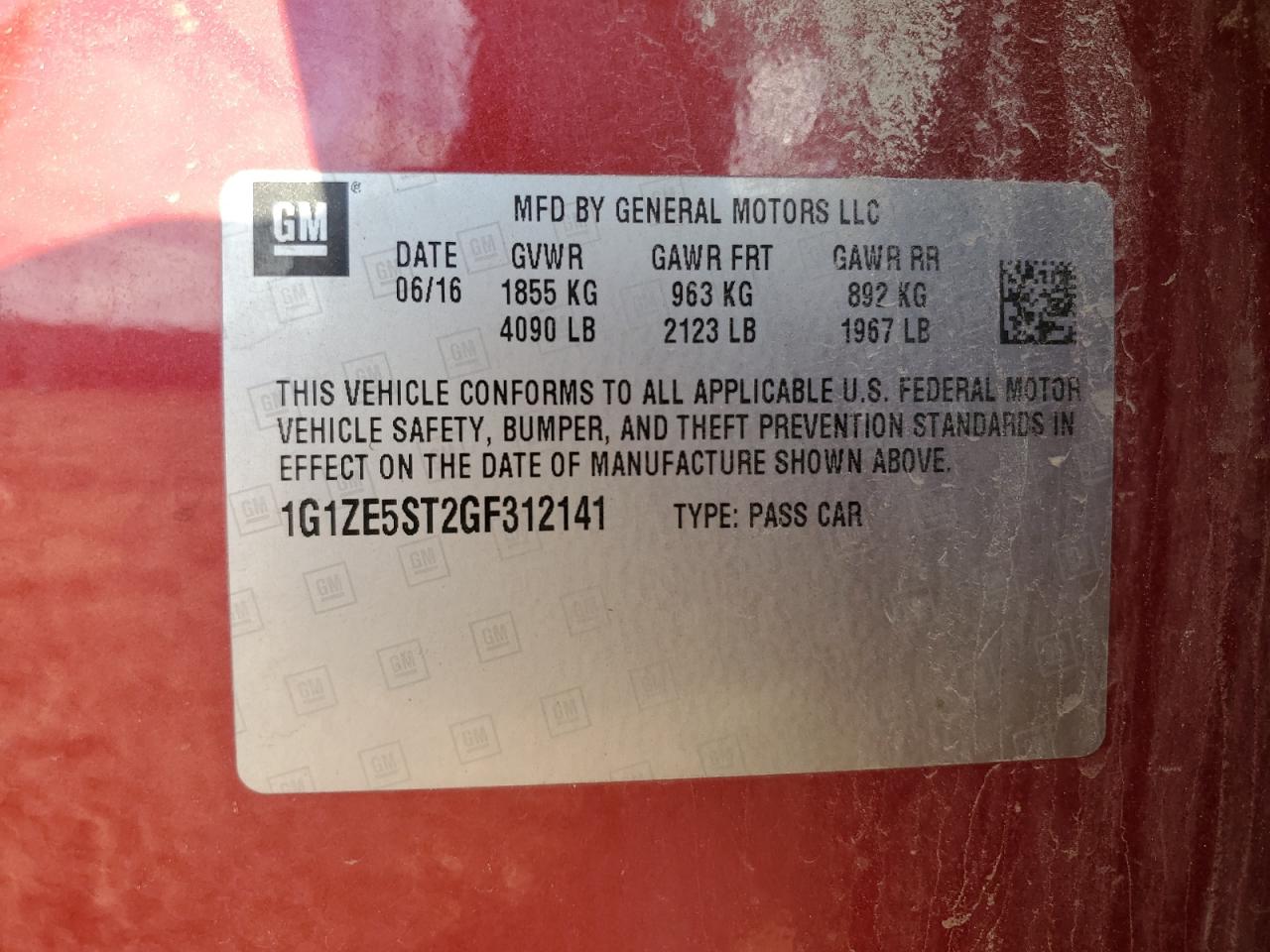 1G1ZE5ST2GF312141 2016 CHEVROLET MALIBU - Image 12