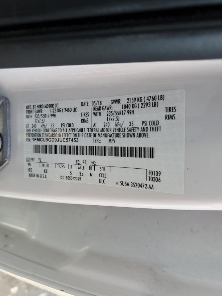 1FMCU9GD9JUC57453 FORD ESCAPE 2018
