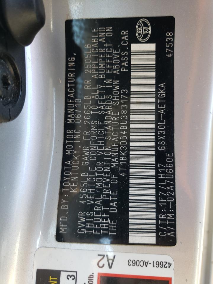 2011 Toyota Avalon Base VIN: 4T1BK3DB4BU383173 Lot: 87676265