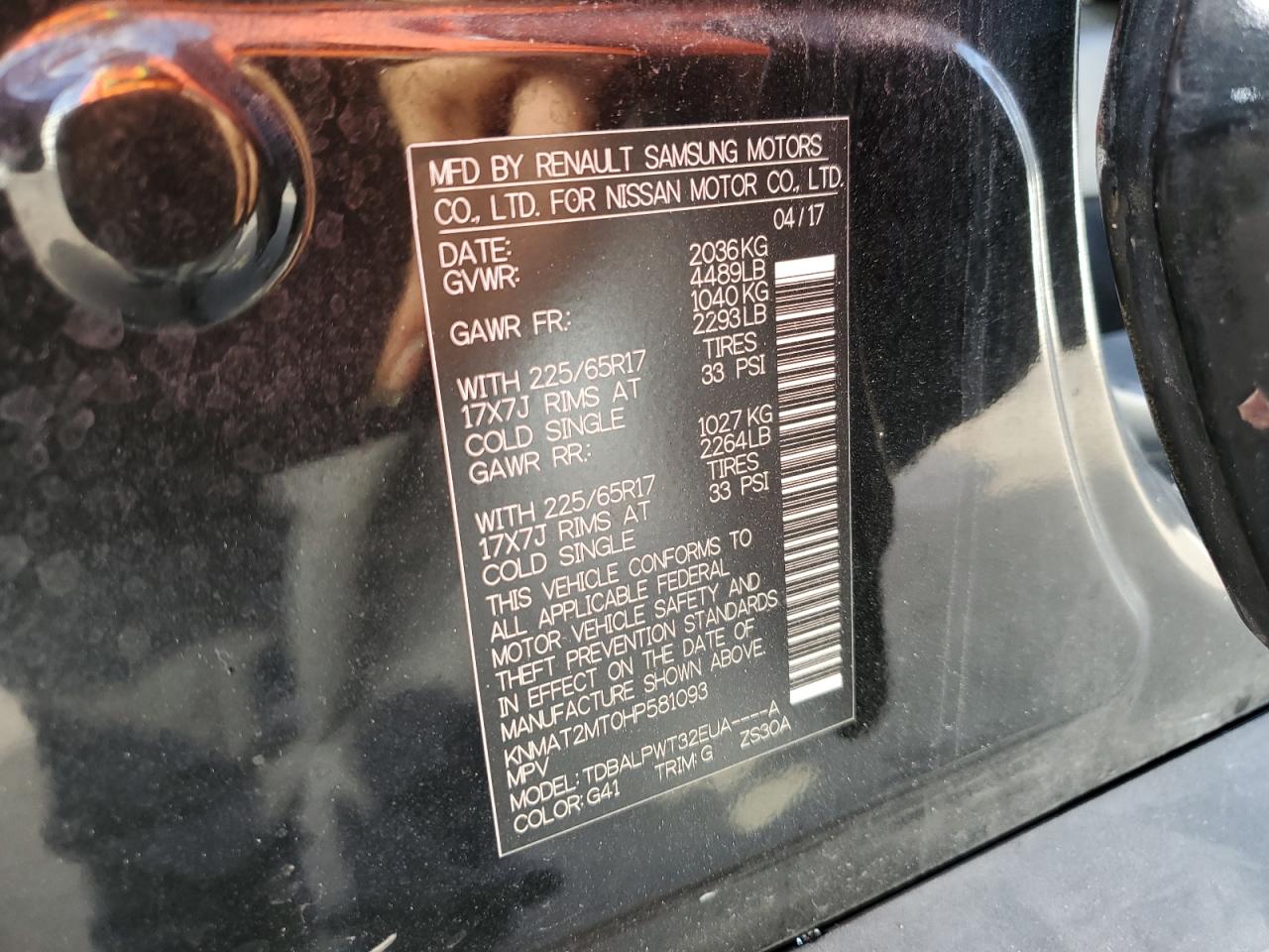 2017 Nissan Rogue S VIN: KNMAT2MT0HP581093 Lot: 43309185