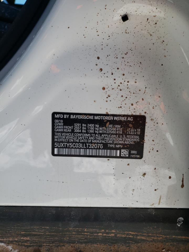 2020 BMW X3 xDrive30I VIN: 5UXTY5C03LLT32076 Lot: 41813335
