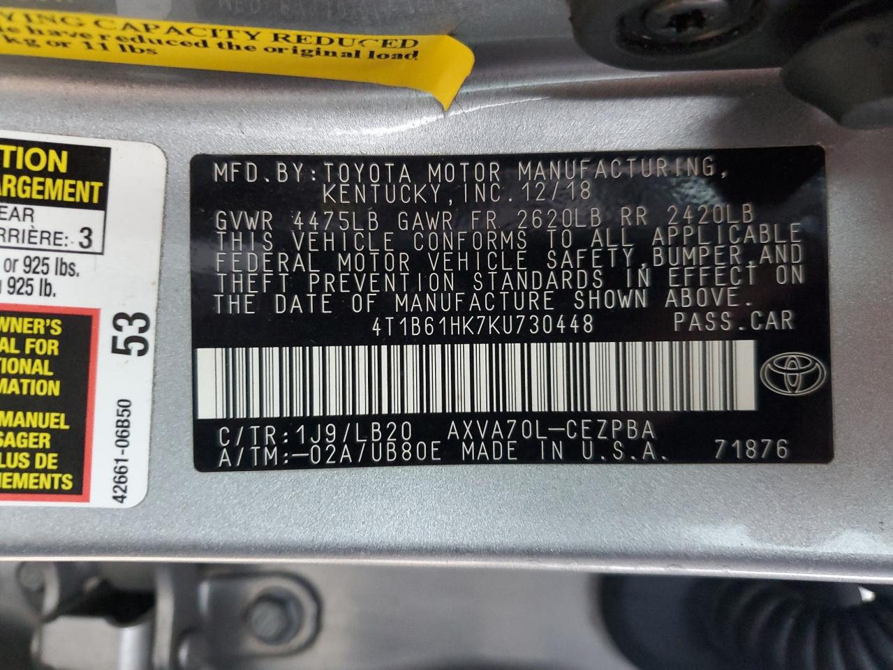 2019 Toyota Camry - Image 12