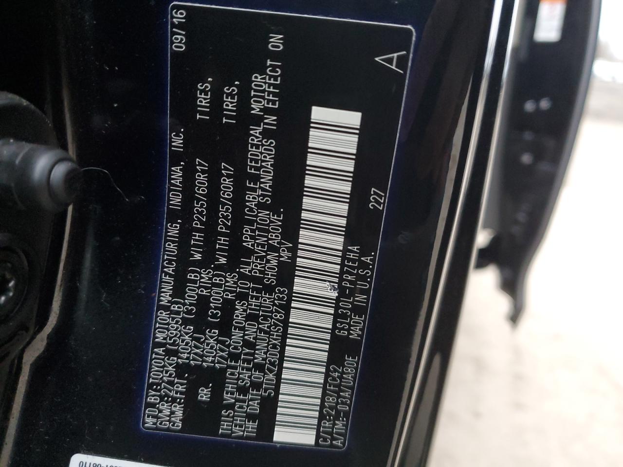 2017 Toyota Sienna Le VIN: 5TDKZ3DCXHS787133 Lot: 88275855